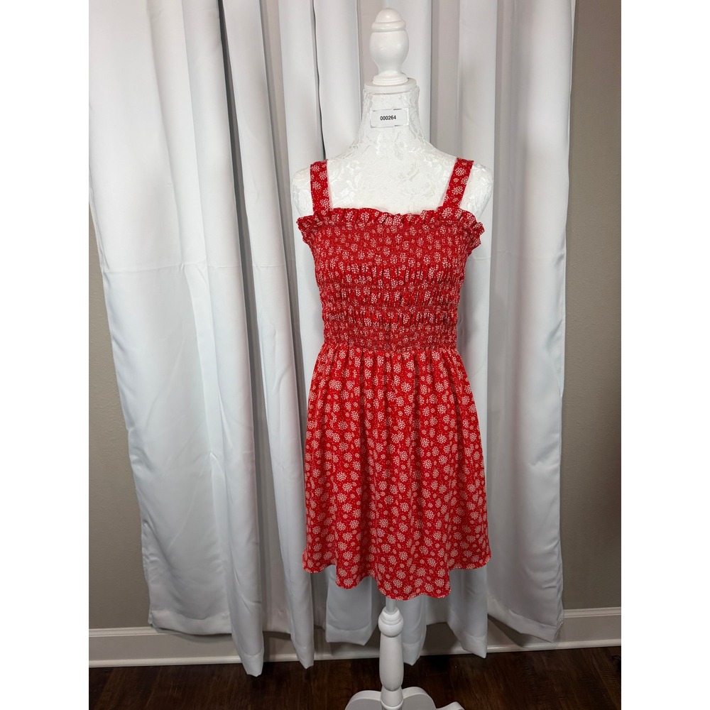 Sienna Sky Womens Red Floral Smocked Mini Dress Size M 62CDR924 Sundress